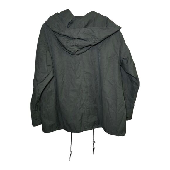 H&M Women’s Army Green Hooded Parka Jacket Size US 10 Zip Up/ Drawstring Waist - Picture 2 of 6